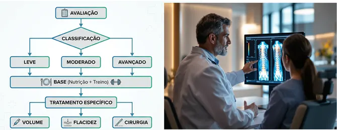 Pirâmide do protocolo: base, volume, tensionamento, cirurgia